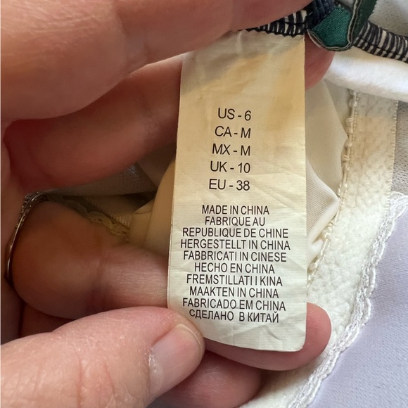 Lauren Ralph Lauren White & Navy Blue Ditsy Floral Off Shoulder 1-Piece Swimsuit - Picture 7 of 9